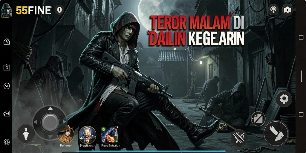 Screenshot menampilkan momen menegangkan dalam gameplay 55FIVE.