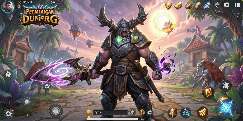 Tangkapan layar gameplay AKUNJP yang menampilkan karakter dalam aksi pertempuran.