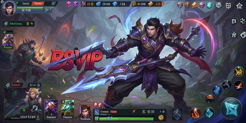 Screenshot gameplay B8VIP menampilkan aksi seru dalam pertempuran tim.
