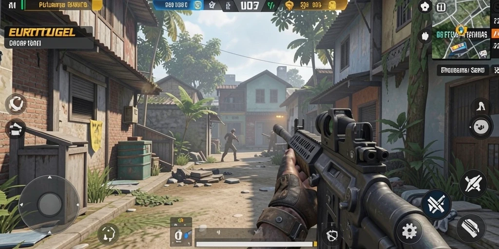 Screenshot dari gameplay seru EUROTOGEL dalam aksi tembak-menembak.