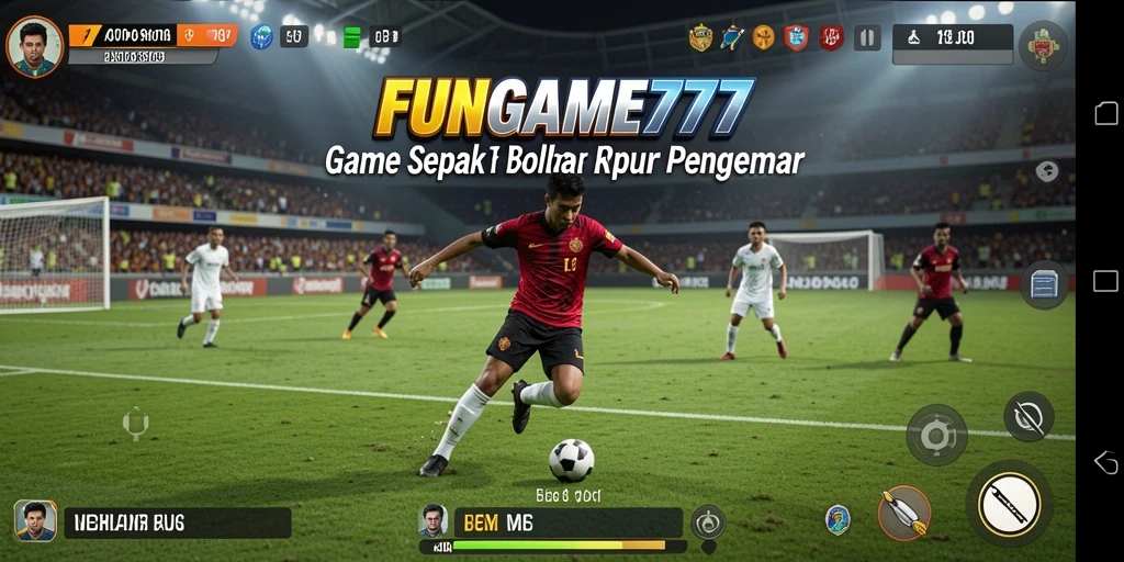 Tangkapan layar FUNGAME777 menampilkan aksi seru di lapangan sepak bola.