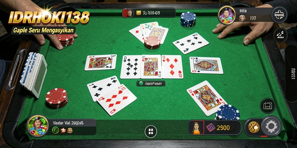 Screenshot IDRHOKI138 menampilkan gameplay Gaple yang seru dan interaktif.