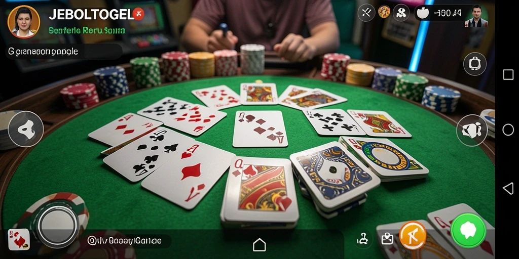Tampilan gameplay JEBOLTOGEL yang seru saat bermain gaple.