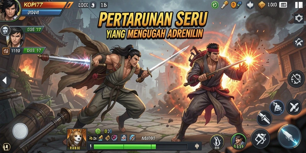 Tampilan seru gameplay KOPI77 dengan karakter Fighting