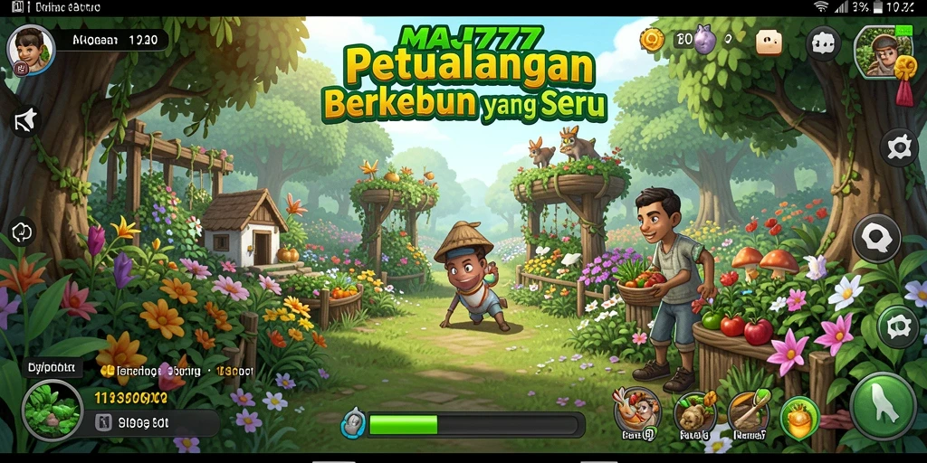 Screenshot gameplay MAJ777 menampilkan aktivitas berkebun yang seru dan interaktif.