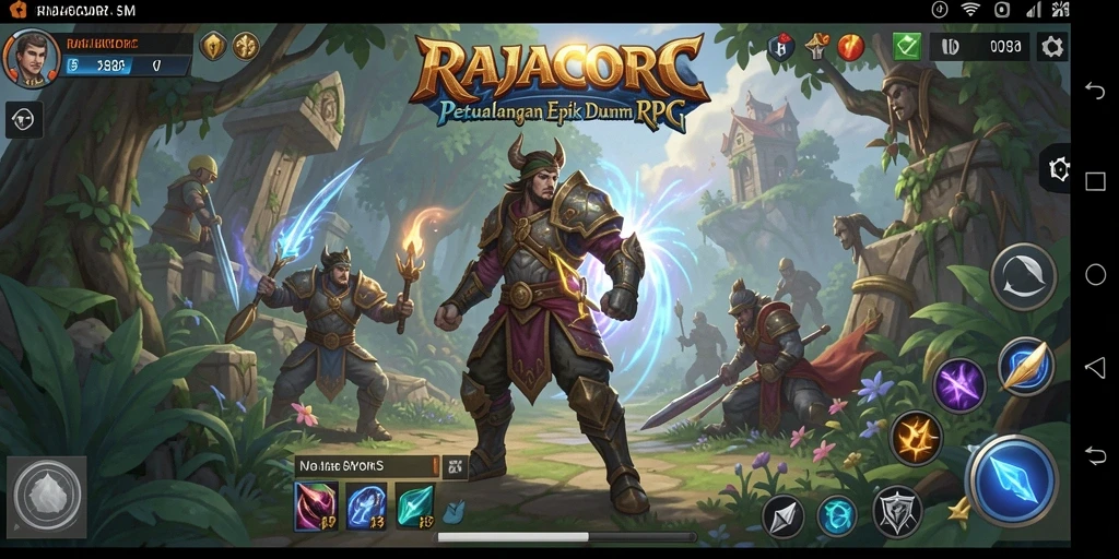 Screenshot gameplay RAJACORC yang menunjukkan pertarungan yang dinamis.