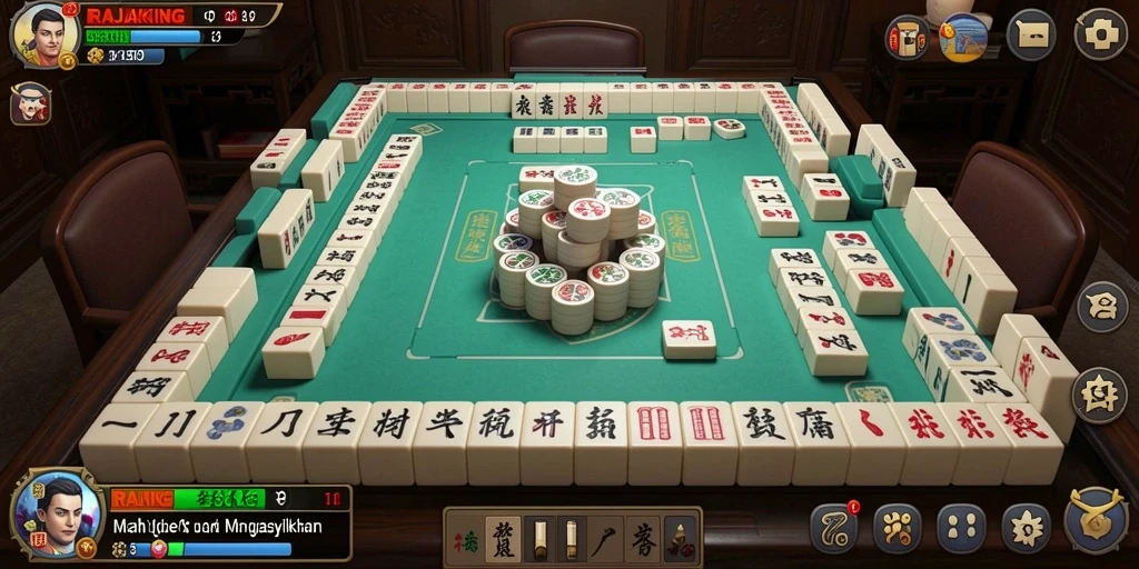 Screenshot gameplay RAJAKING menunjukkan papan Mahjong yang menantang dan menarik.