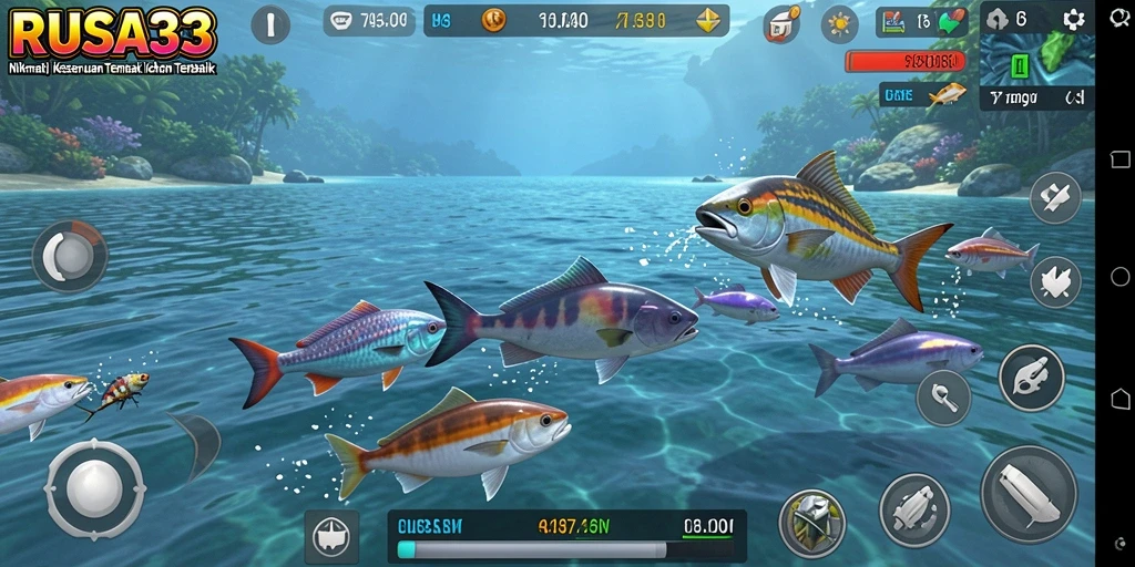 Gameplay mendebarkan di RUSA33 saat menangkap ikan.