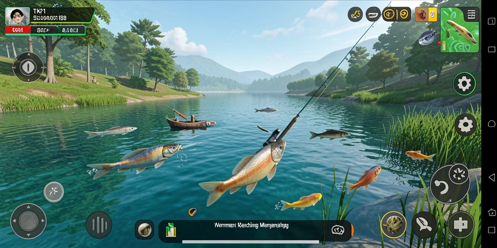 Tampilan gameplay memancing yang mengasyikkan dan menantang.