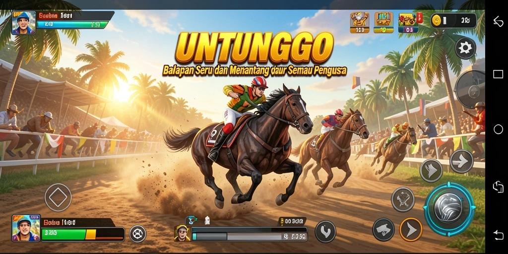 Gameplay seru balapan di UNTUNGGO dengan mobil kencang di lintasan.
