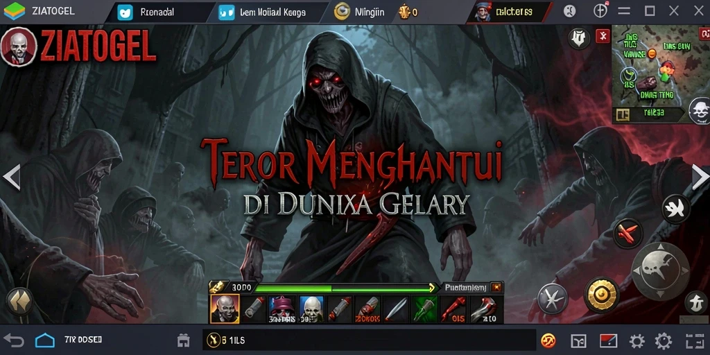 Screenshot ZIATOGEL menampilkan suasana mencekam dan gameplay penuh ketegangan.